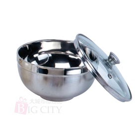 雙層不鏽鋼磨砂碗附蓋