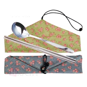 花布套不鏽鋼餐具2件組