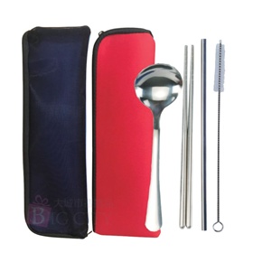 餐具吸管4件潛水透氣網包組