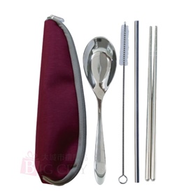 三角包吸管餐具4件組