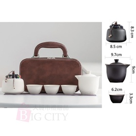 皮質手提箱旅行茶具組