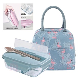 分隔玻璃便當盒附餐具保溫袋